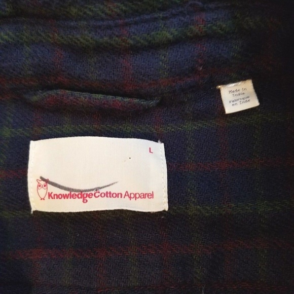 NWOT Knowledge Cotton Apparel Plaid Shirt Sz Large - Picture 5 of 5